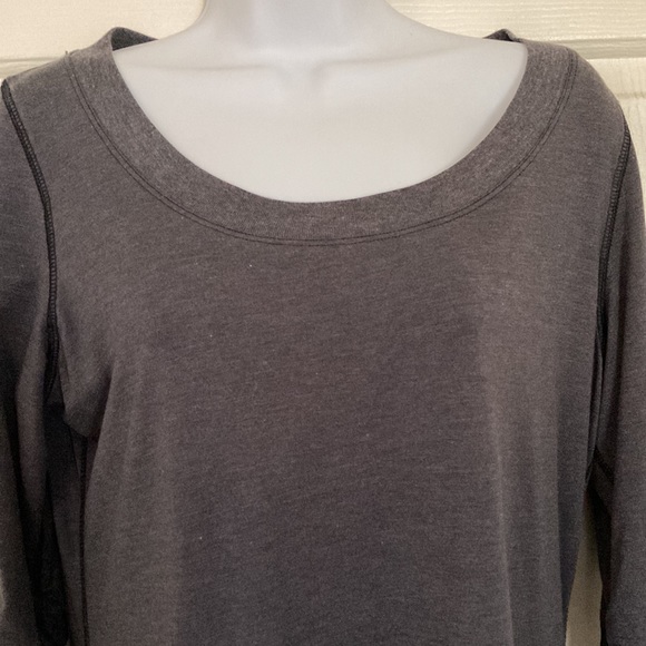 Athleta Shiva Tee Top Tunic Hi-lo Ruched sleeve Asphalt Heather Gray Medium - Picture 10 of 14